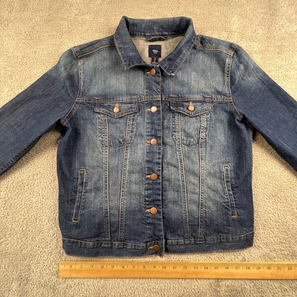 Gap Denim Jacket Womens Large 1969 Medium Wash Trucker Jean Jacket Classic - Picture 2 of 15